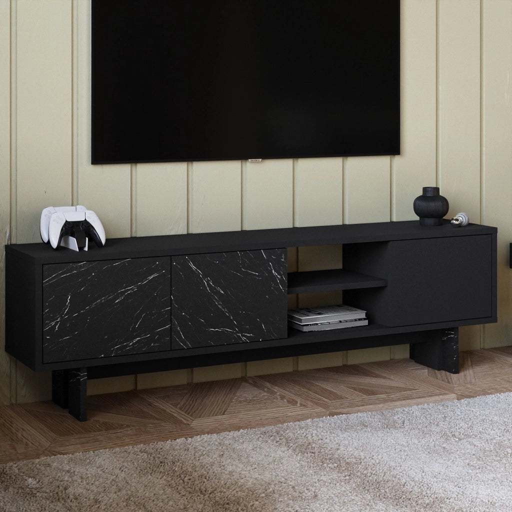 Porta TV in legno "Ravello" - 150 x 30 x 45 cm - Nero