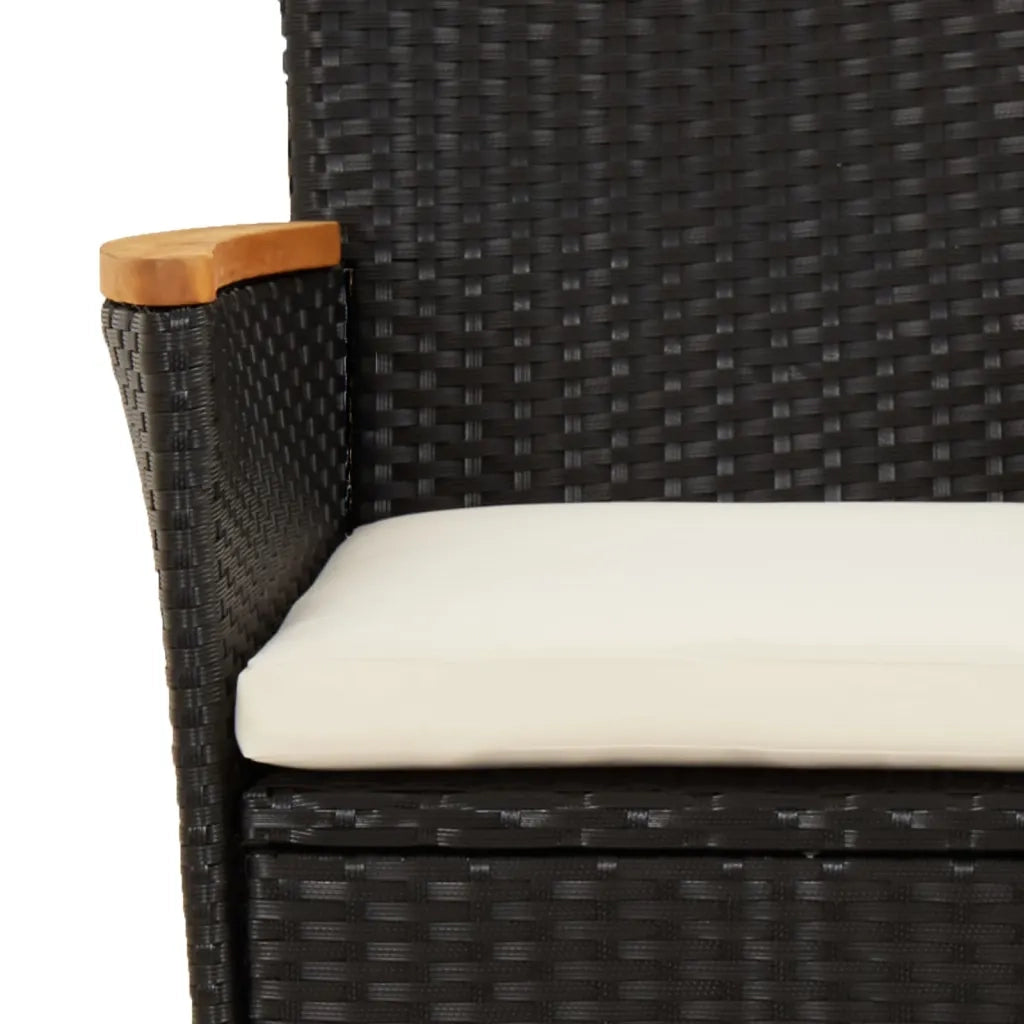 Set BistrÃ² da Giardino 3 pz con Cuscini in Polyrattan Nero