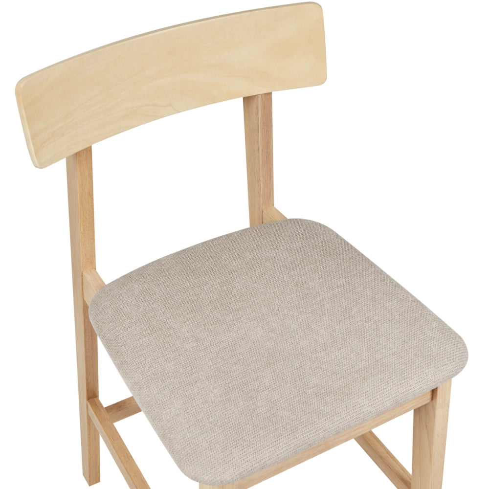Set di 2 sedie da bar marrone chiaro e tortora con seduta in legno di gomma e poliestere, stile tradizionale retrò, per cucina e sala da pranzo