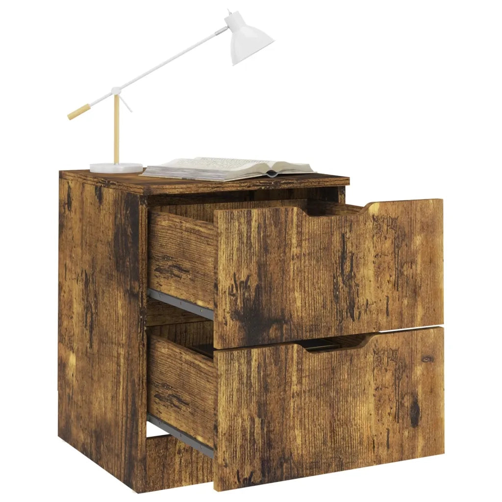 Set di 2 Comodini | Armadio da Notte | Mobiletto da notte Rovere Fumo 40x40x50 cm in Legno Multistrato