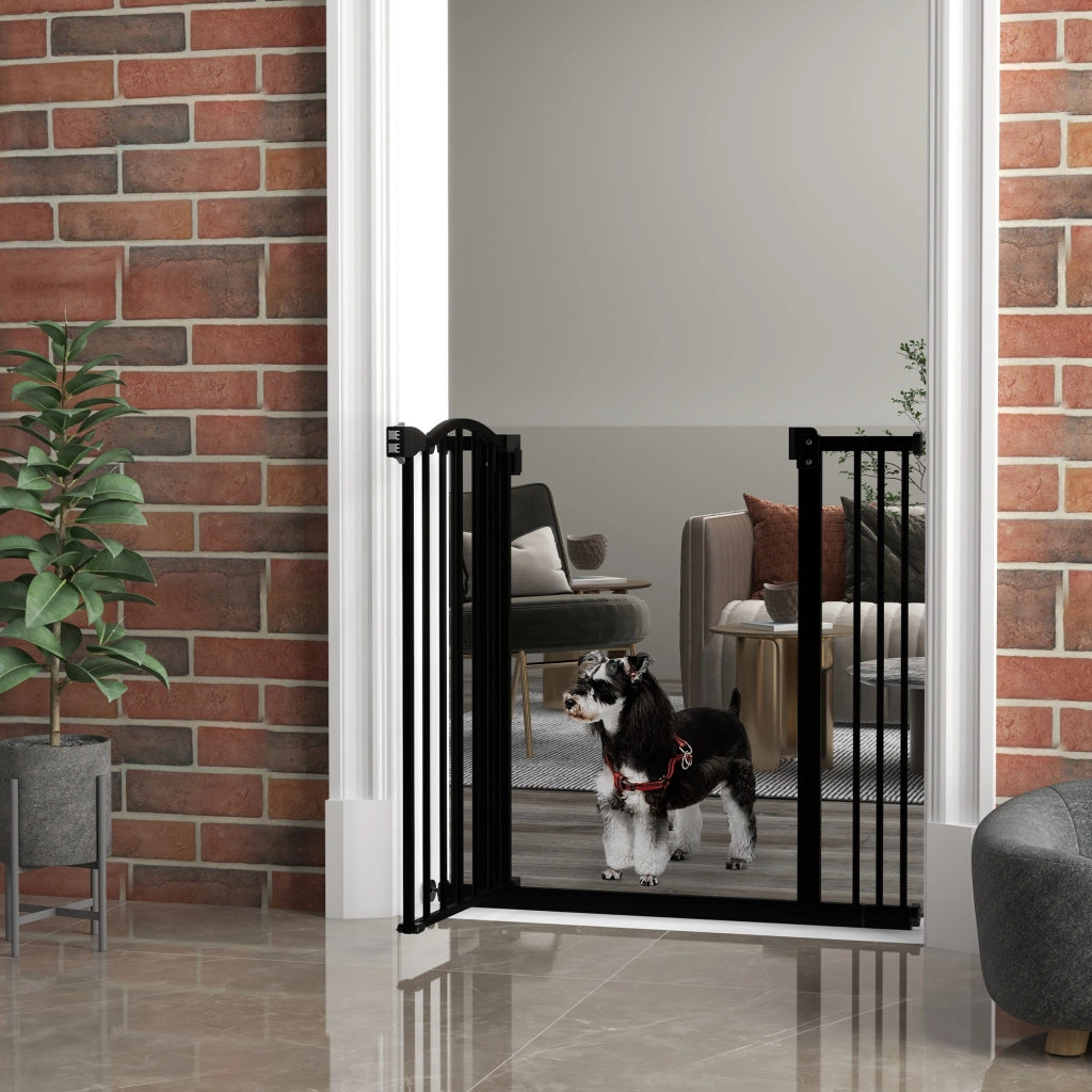 Cancelletto Estensibile per Cani ¨C zephmum ¨C Nero, Metallo e Plastica, 74-87x78 cm