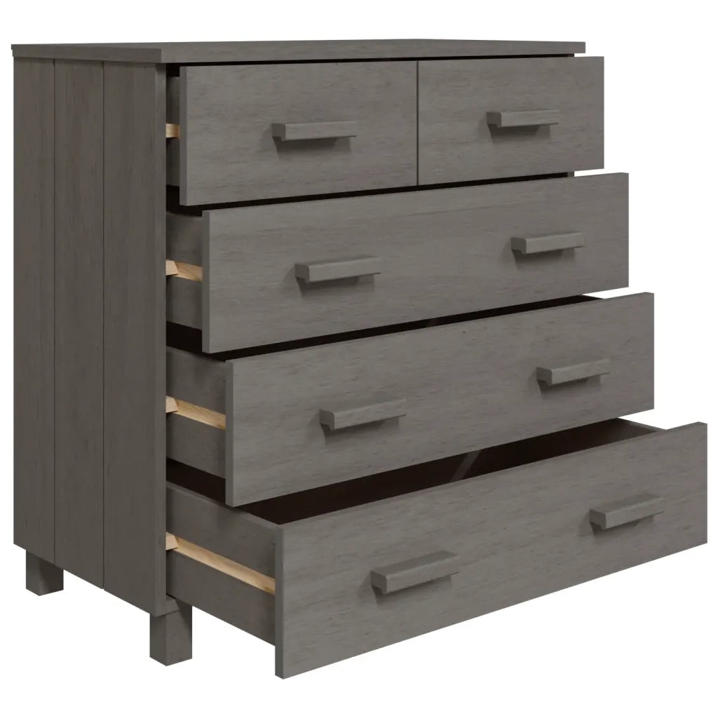 Credenza HAMAR Grigio Chiaro 79x40x80 cm Legno Massello di Pino 340423