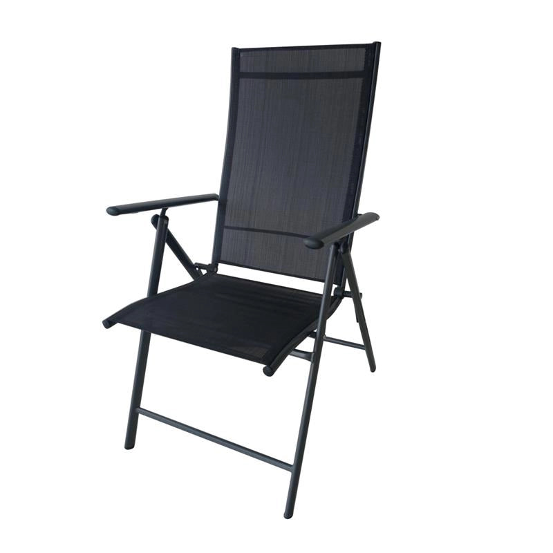 SET 4 SEDIE PIEGHEVOLI ANTIBES 7 POSIZIONI STRUTTURA IN ACCIAIO SEDUTA IN TEXTILENE COLORE NERO 57X68X105 CM