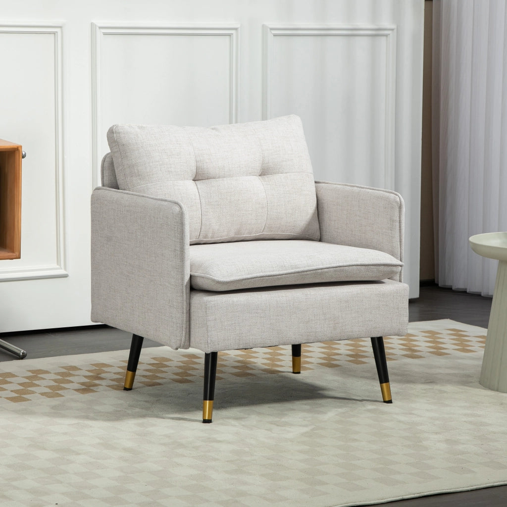 Poltrona Moderna ¨C zephmum ¨C Crema, Lino, 76x68x80 cm