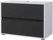 Mobile sottolavabo per bagno Maltin, Bianco/antracite, 80.2 x 58.2 cm con due ampi cassetti, con ritaglio per sifone e soluzione salvaspazio per il bagno