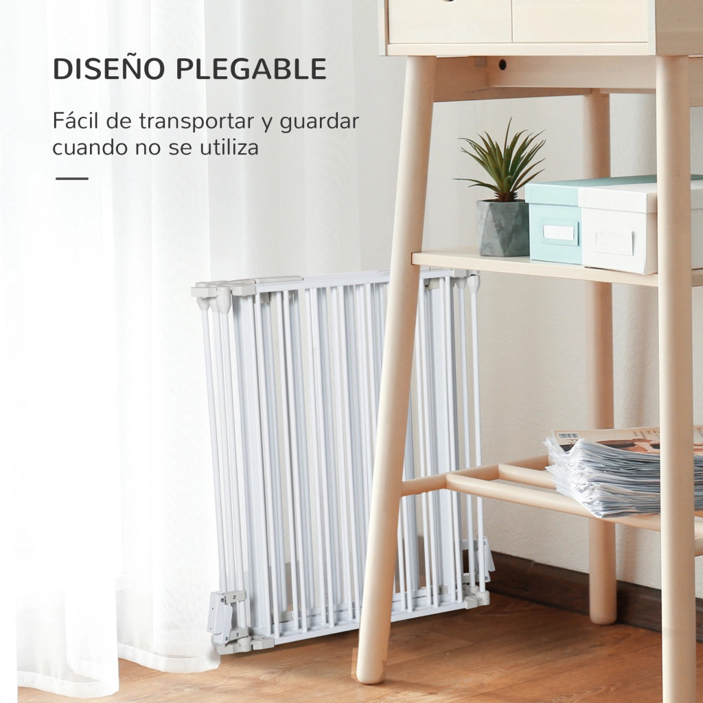 Cancello per Animali 5 Pannelli Pieghevole ¨C zephmum ¨C Bianco 300 cm