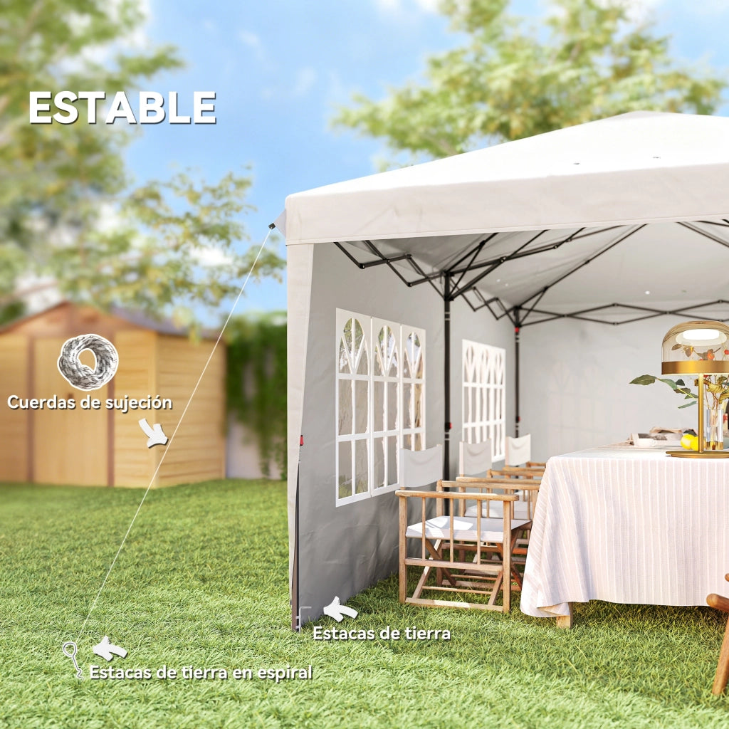 Gazebo Pieghevole 6x3m Pop-up ¨C Xylo ¨C 4 Laterali 2 Finestre Bianco Giardino Esterno