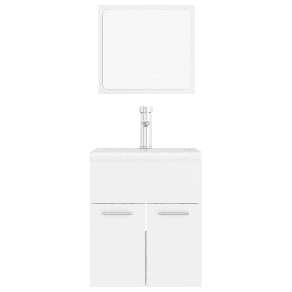Set Mobili da Bagno Bianco in Legno Multistrato