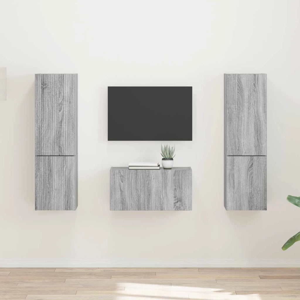 Set mobile TV 5 pz-Credenza per TV Grigio Sonoma Legno multistrato 204557