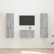 Set mobile TV 5 pz-Credenza per TV Grigio Sonoma Legno multistrato 204557