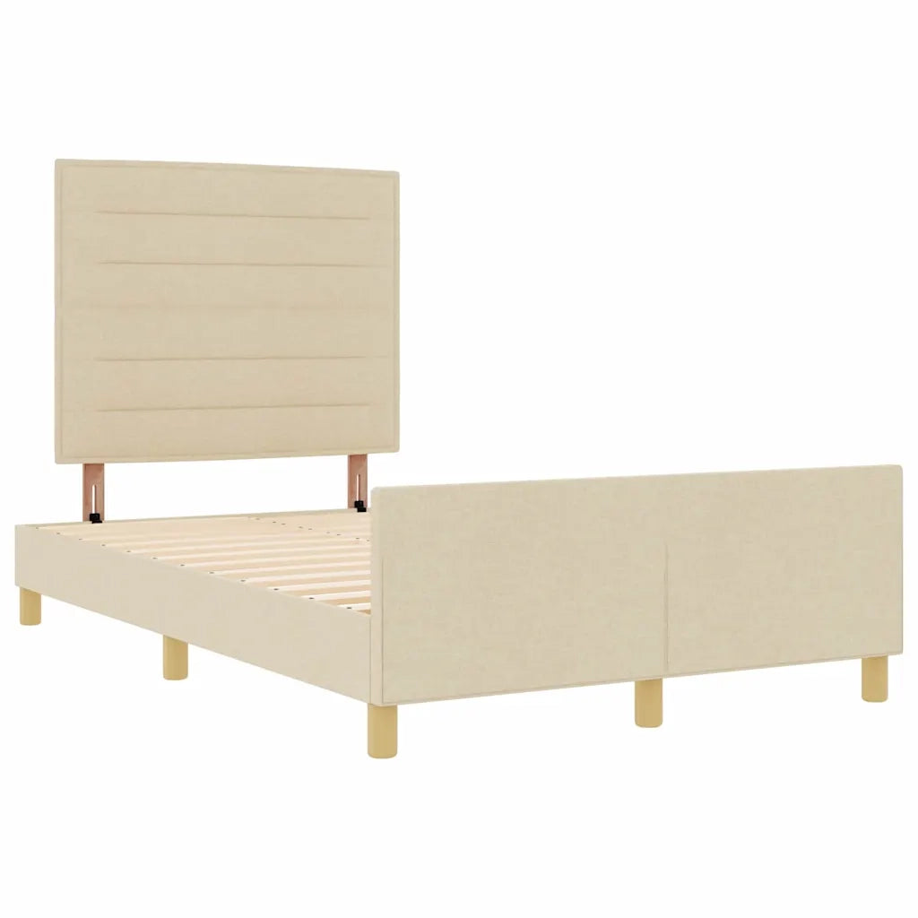 Struttura del letto con testiera Crema 160 x 200 cm Tessuto 3344667