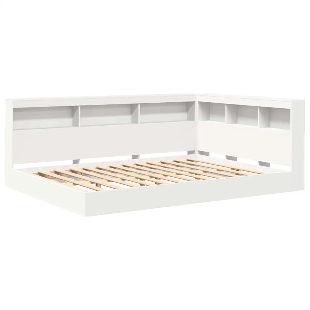 Letto Libreria Bianco 135 x 190 cm Legno multistrato
