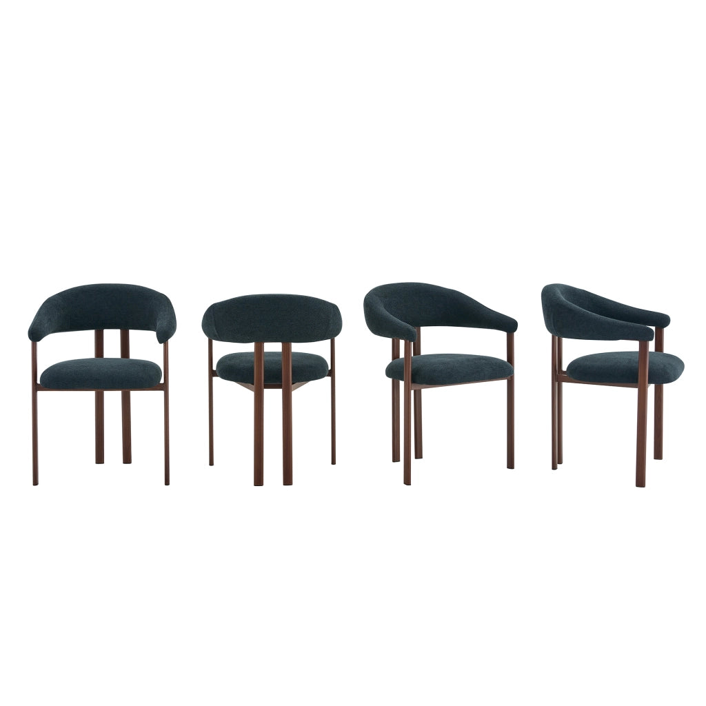 Poltrona da Pranzo e Soggiorno ¨C MINIMAL ¨C Tessuto Nero, Gambe in Metallo, Set 4