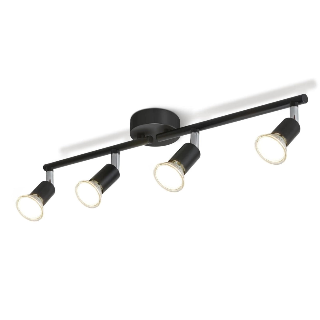ZMH Faretto da soffitto neri 4 luci GU10 rotativi 330° moderni industriali per corridoi cucine camere letto