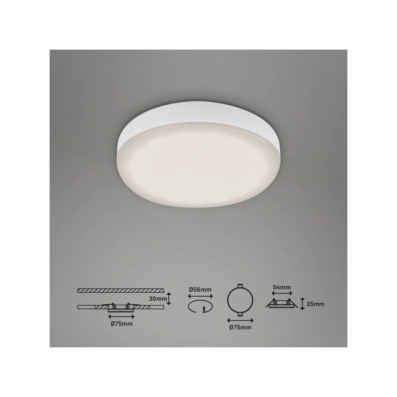 Faretto Plat da incasso led 7,5 cm 3w 350lm bianco