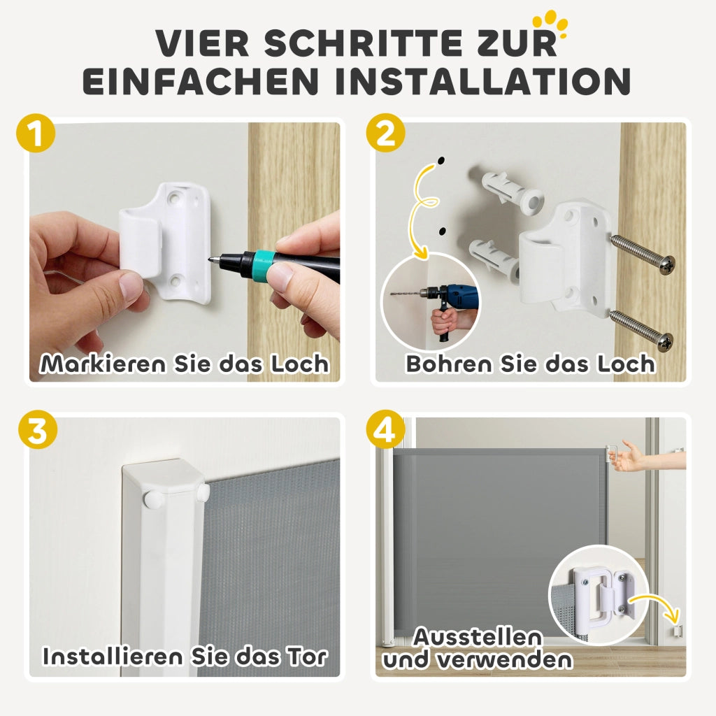 Cancelletto di sicurezza per scale e porte avvolgibile in metallo e plastica grigio pratico e salvaspazio per casa