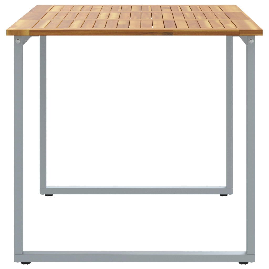 Tavolo da Pranzo Esterno Grigio 140x80x75 cm Acciaio e Legno Massello di Acacia