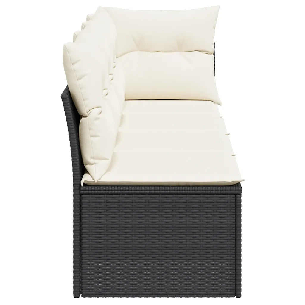Divano da Giardino con Cuscini a 4 Posti Nero in Polyrattan 365999