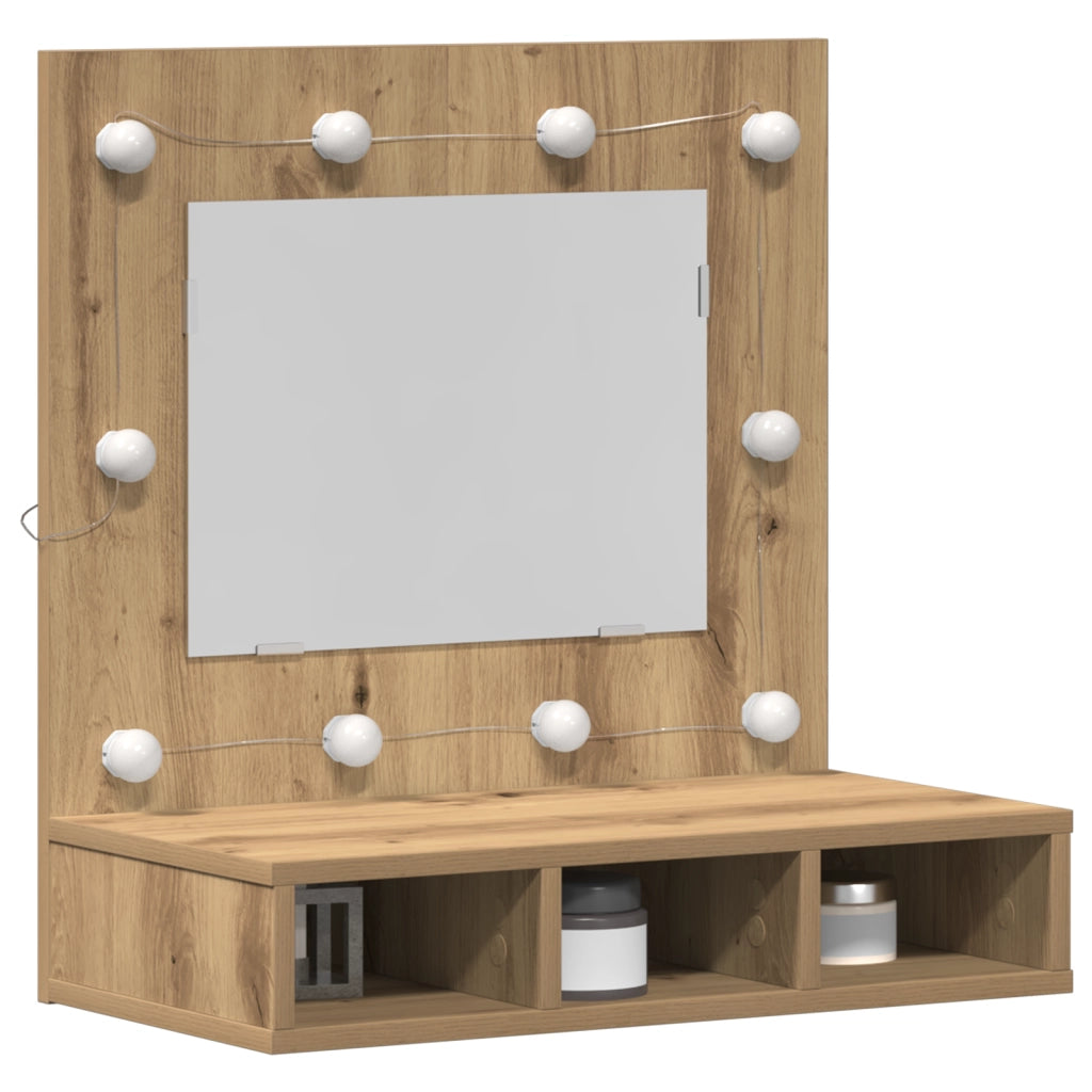 Toeletta con specchio Rovere artigianale MDF, Vetro