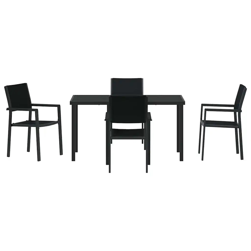 Set da Pranzo per Giardino 5 pcs Nero