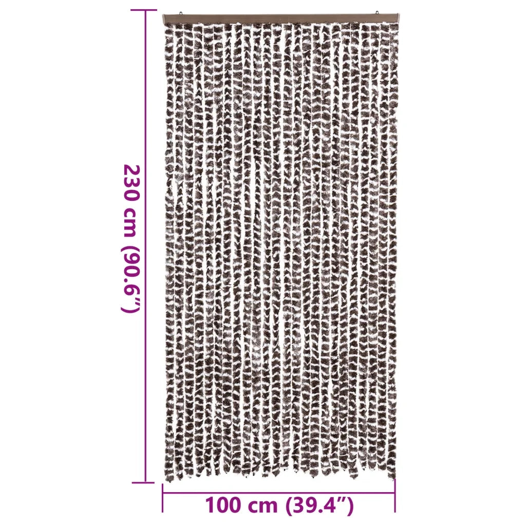 Tenda Antimosche Marrone e Bianca 100x230 cm in Ciniglia CFW9026421