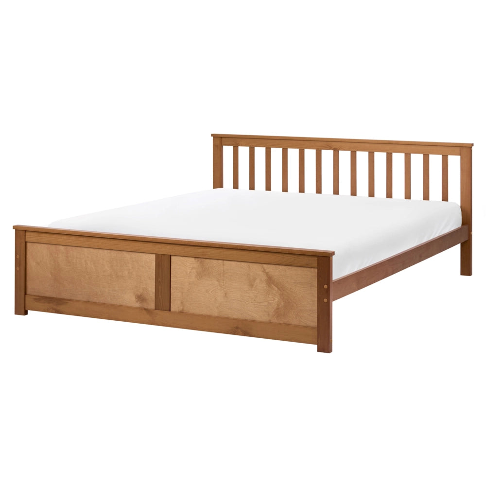 Letto matrimoniale in pino MDF con rete a doghe 160 x 200 cm in marrone stile minimalista scandinavo