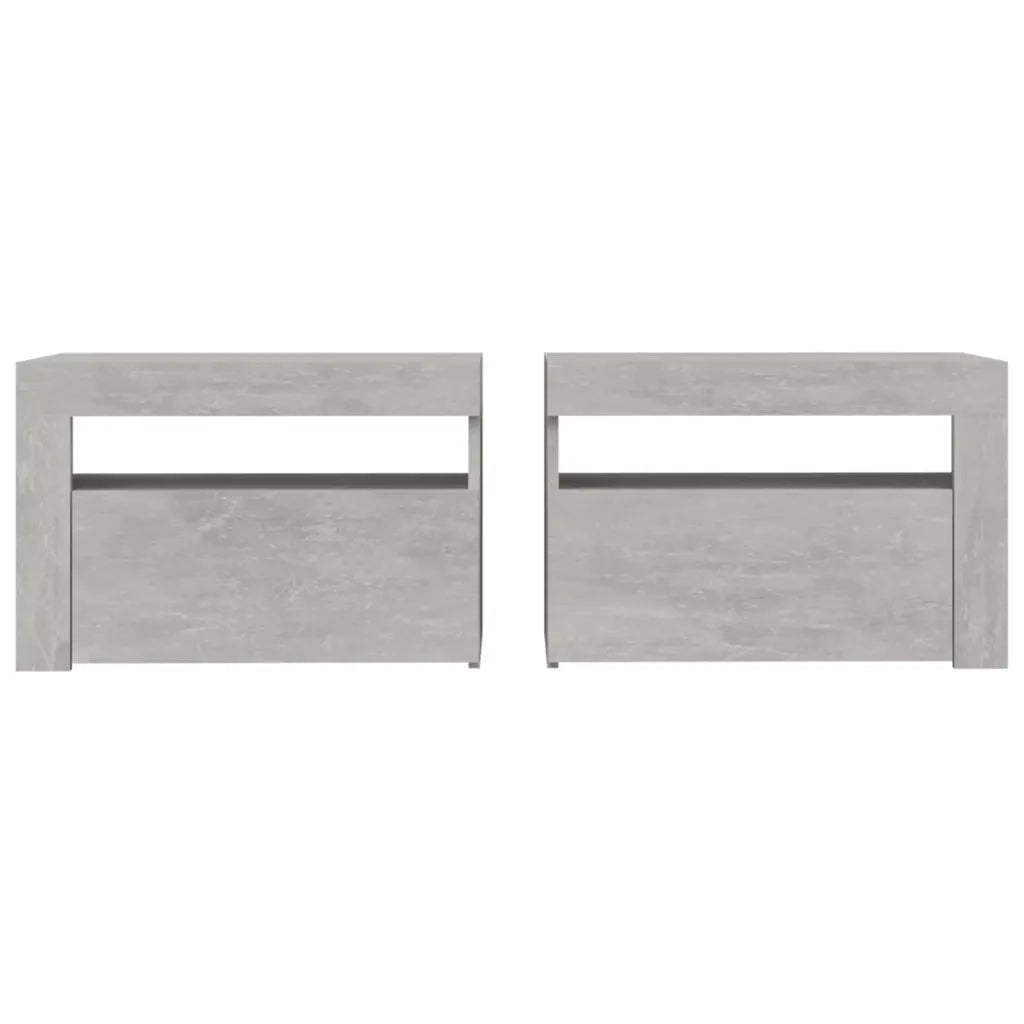 Comodini 2 pz con LED Grigio Cemento 60x35x40 cm cod mxl 31079