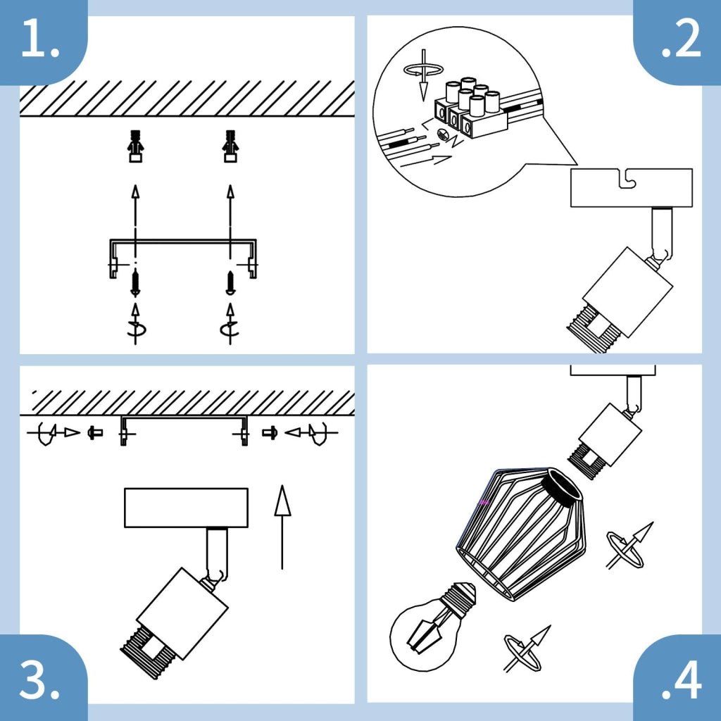 ZMH Faretto da soffitto bianchi 1 luce E14 metallo orientabili 350° industriali anche parete per corridoio soggiorno
