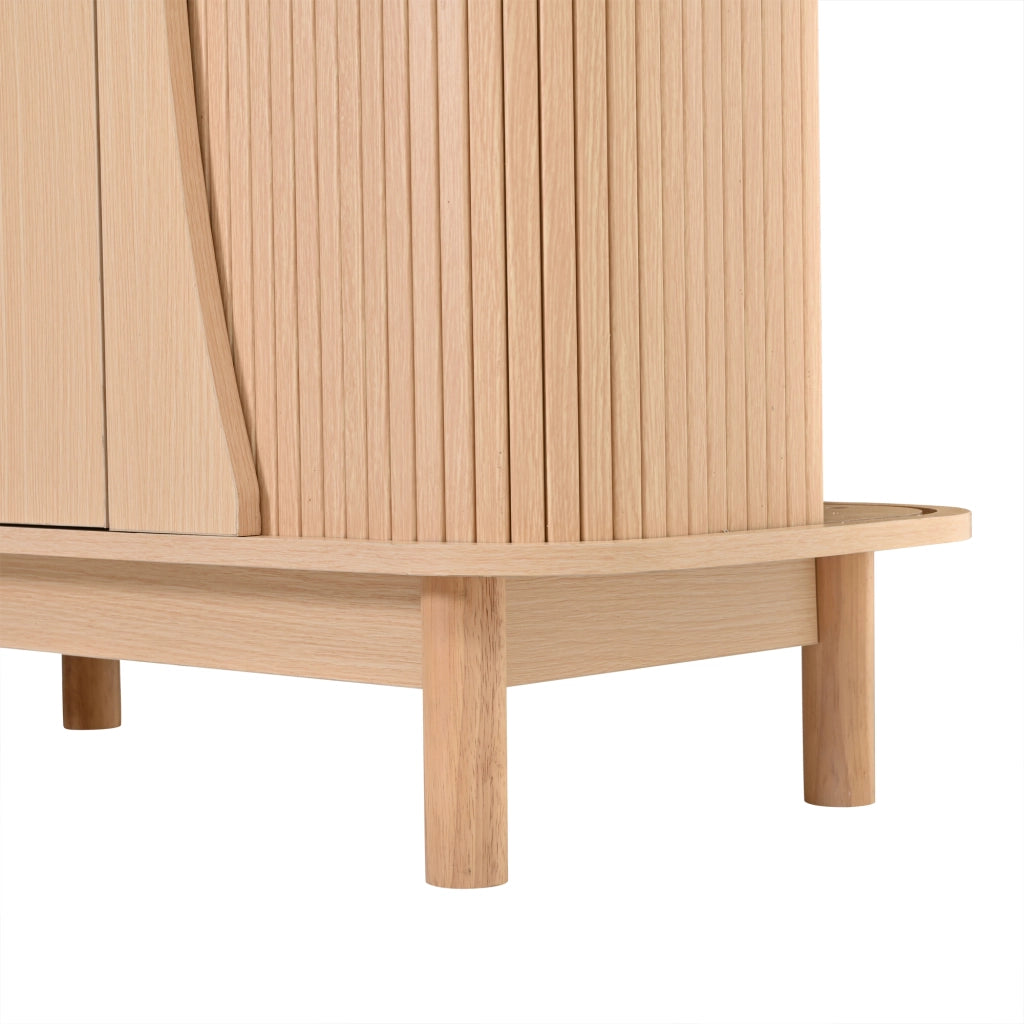 Credenza con 2 ante; 3 vani e ripiano regolabile - per soggiorno - in MDF - 140×40×88 cm - naturale