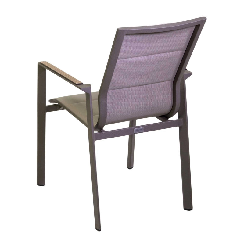 Poltrona alluminio textilene Riverside tortora (bracciolo in hpl) cm 56x66h90