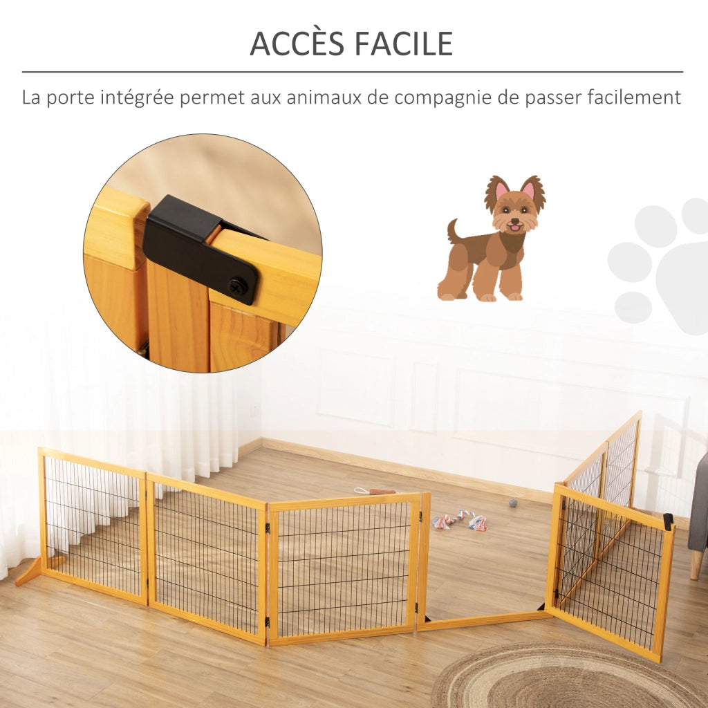 Barriera per cani pieghevole 6 pannelli ¨C zephmum ¨C giallo 432x36x70 cm