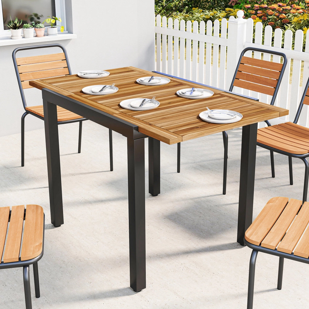 Tavolo da Giardino Estensibile ¨C zephmum ¨C Legno di Acacia e Acciaio 120/80x70 cm