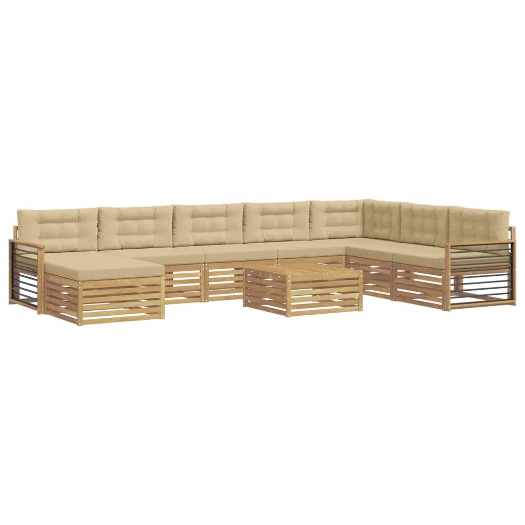 Set di divani da esterno 9 pz Bianco e Beige 3391018