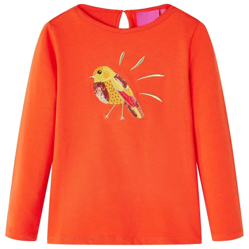 Maglietta da Bambina Maniche Lunghe Arancione Scuro 104cod mxl 108094