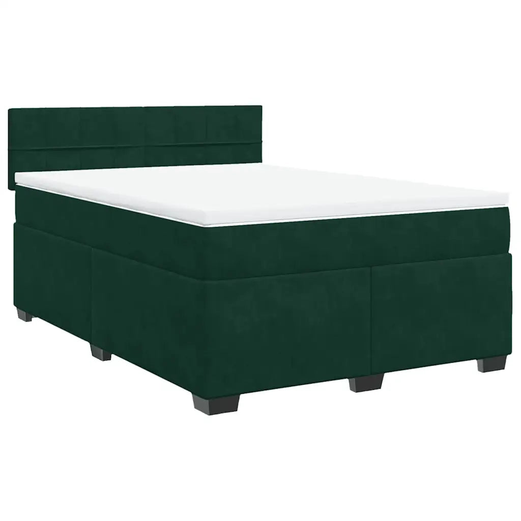 Giroletto a Molle con Materasso Verde Scuro 140x200 cm Velluto