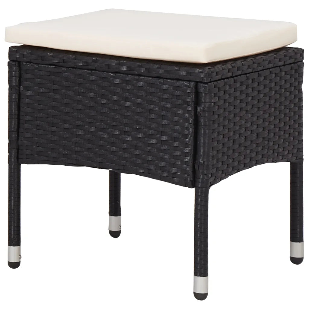 Set da Pranzo da Giardino 5 pz Nero in Polyrattan e Acacia 46169