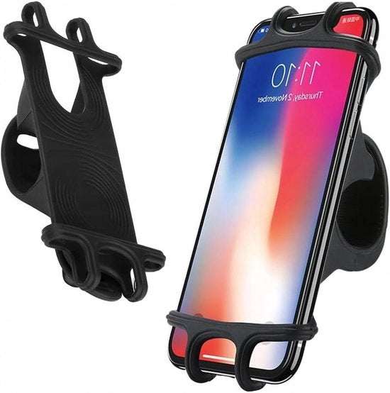 Supporto per telefono Universale Regolabile per Manubrio - Dimensione schermo 4-6 pollici - Supporto in silicone Robusto Trasparente Antivibrazioni e Antishock Rotativo