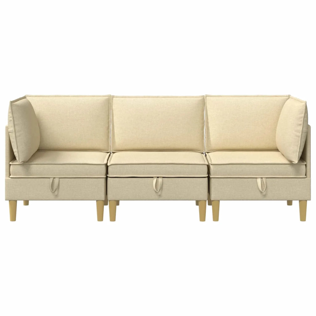 Set di divani modulari con spazio di archiviazione 3 pcs Crema