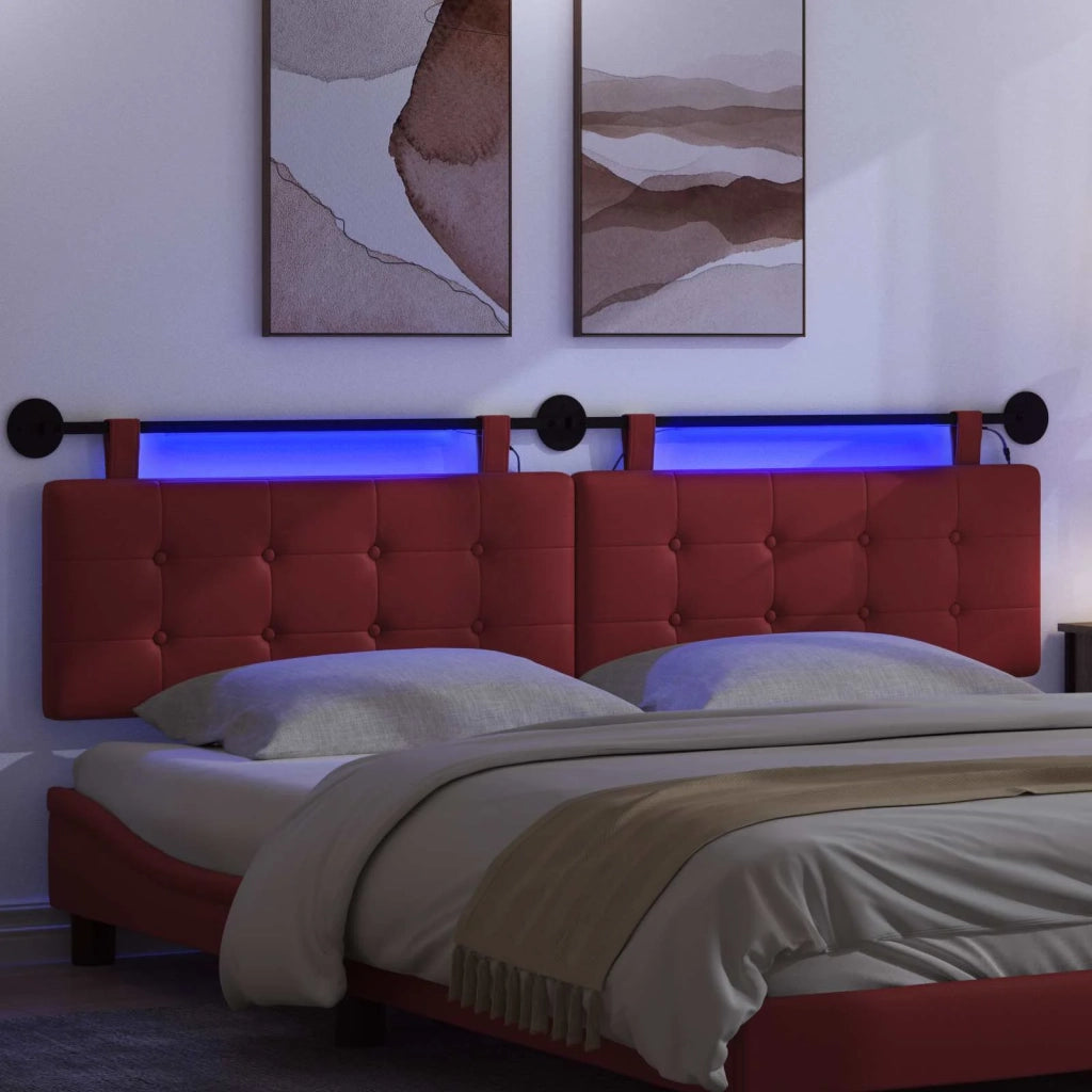 Testiera | Testata sospesa Con luce LED Rosso Vino Similpelle