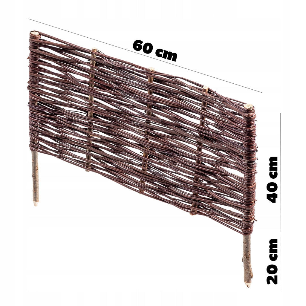 Recinzione da giardino in vimini KADAX, bordura per prato, 60x40 cm, set da 10 pezzi