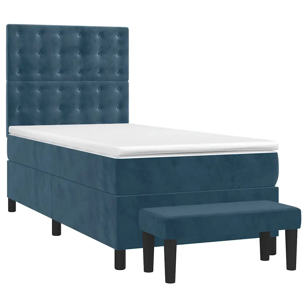 Giroletto a Molle con Materasso Blu Scuro 90x200 cm in Velluto