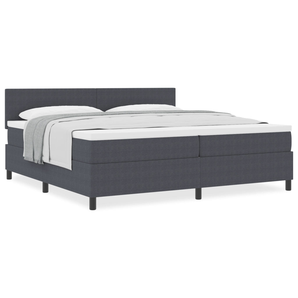 Letto con Base a Molle e Materasso Grigio 200x200 cm Tessuto in Corduroy