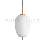 UMILE SOSPENSIONEI LED 3000K 20W  2050 lm ORO SATINATO E VETRO BIANCO SOFFIATO 27CM