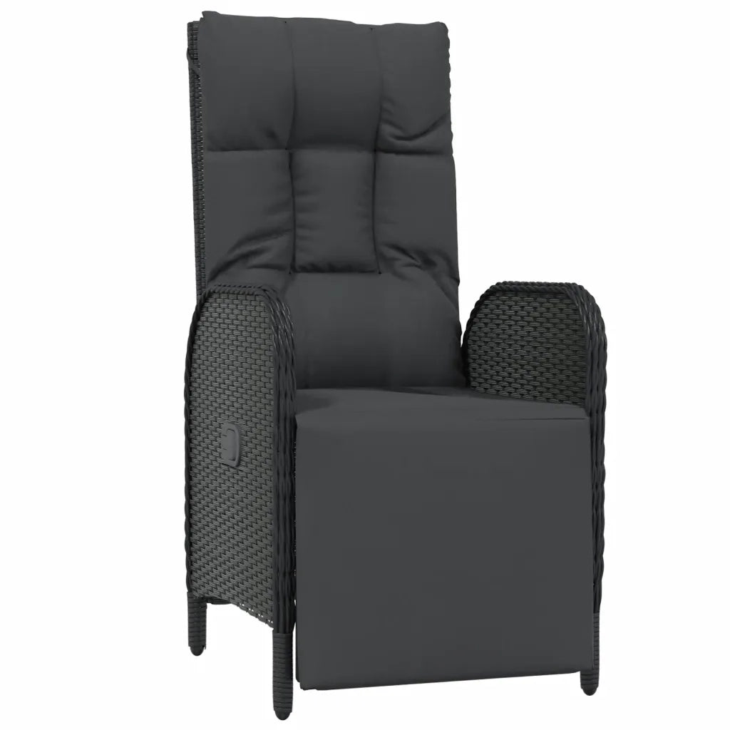Set da Pranzo Giardino 7pz Nero e Grigio con Cuscini Polyrattan 3185062