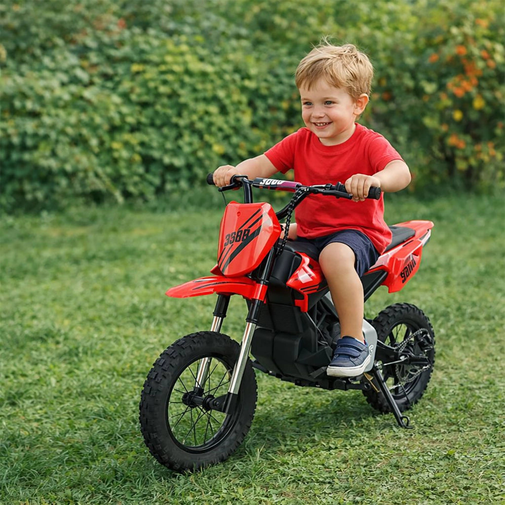 Moto Elettrica per Bambini 6 Anni+ Moto da Cross 250W 12V 25 km/h Rosso