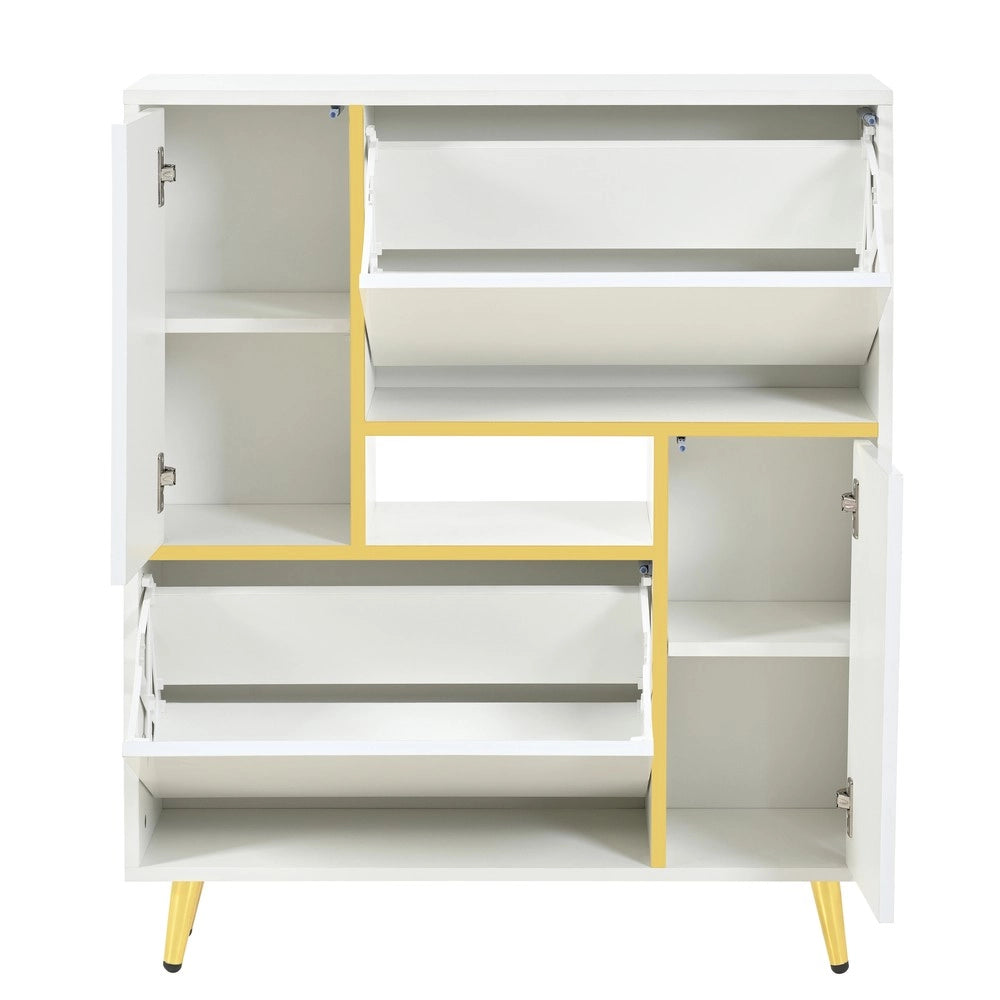 Scarpiera Moderna con LED 16 Colori e Ante Lucide ¨C MINIMAL ¨C Bianco 80x25x96 cm