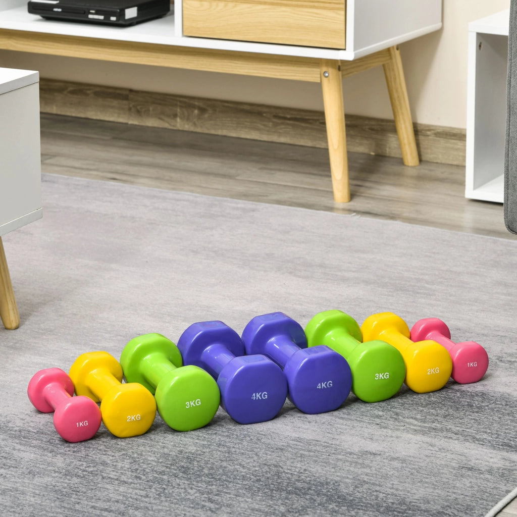 Set 4 Manubri Esagonali in Acciaio e PU ¨C zephmum ¨C Multicolore 1-4kg Totale 20kg