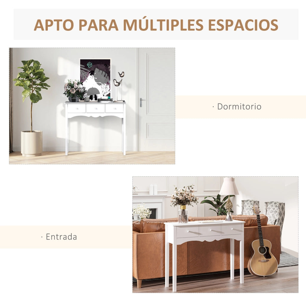 Consolle con 3 cassetti ¨C zephmum ¨C Bianco 100x32x85 cm