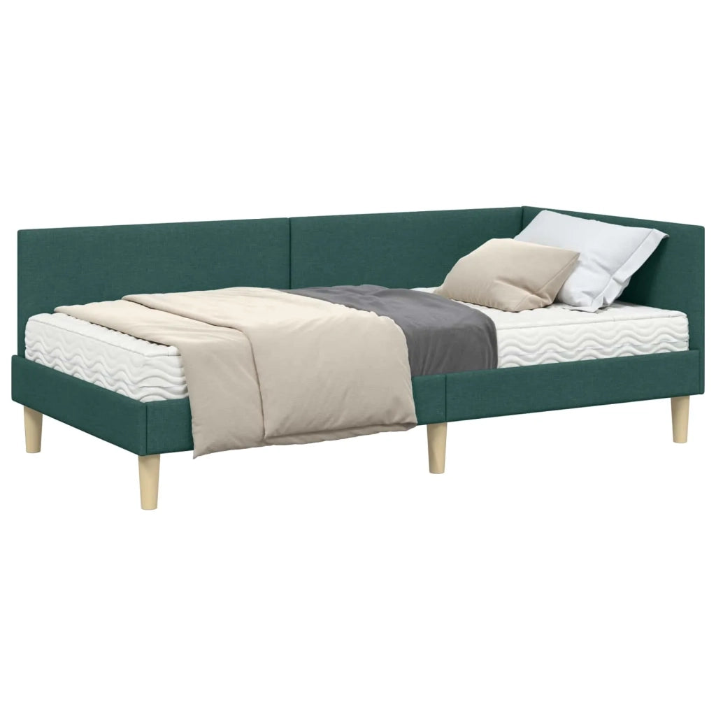 Struttura Letto Angolare con Materasso 2 pz-Giroletto con materasso Verde Tessuto 592283