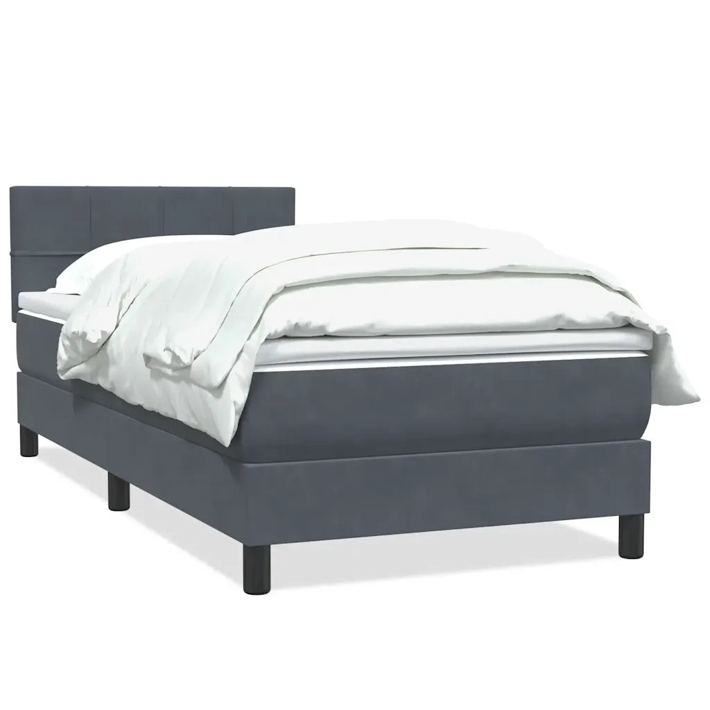 Giroletto a Molle con Materasso Grigio Scuro 80x210 cm Velluto